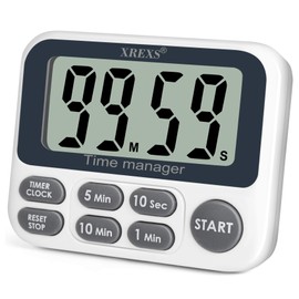 XREXS Digital Kitchen Timer, Magnetic Countdown Up Cooking Timer Clock with Large LCD Display, Adjustable Volume, Loud Alarm & Strong Magnet Classroom Timer for Teachers (Batteries Included)