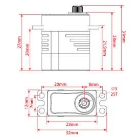 MEUS Racing Coreless RC Micro Servo 8.5KG with High Torque for SCX24 TRX4M SCX10 TRX4 1/24 1/18 1/10 1/8 RC Crawler Car (MEX-8)