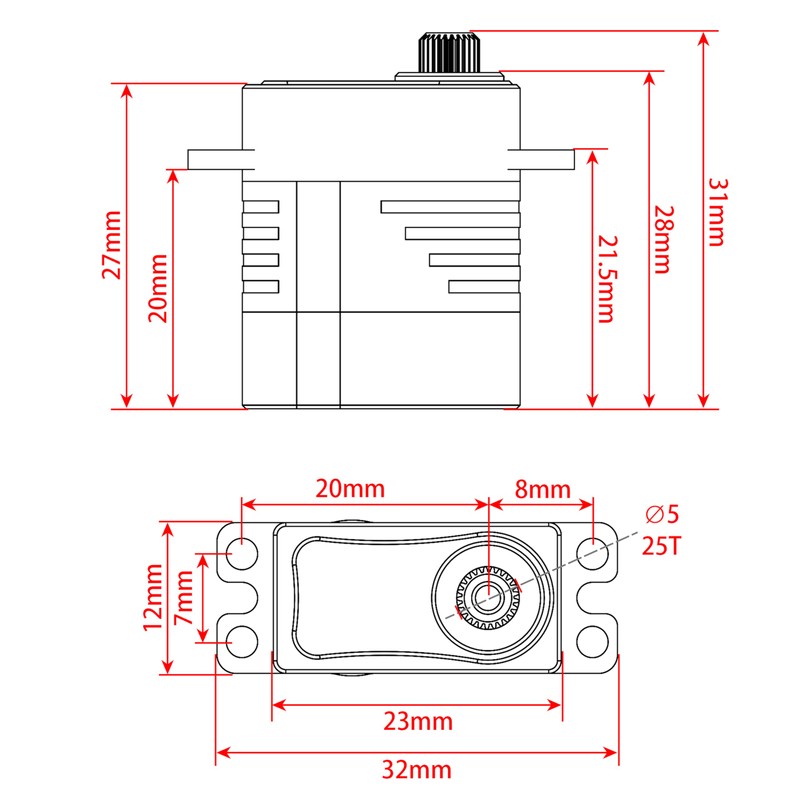 MEUS Racing Coreless RC Micro Servo 8.5KG with High Torque