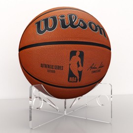 Vray Designs Acrylic Ball Display Stand – Clear, Sturdy Holder for Basketball, Football, Soccer, Volleyball, Sports Memorabilia – Tool-Free Assembly, Made in USA