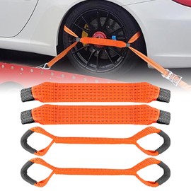 Lashing Straps Car Transport, Pack of 4 Cross Strap for Tie Down Strap 50 mm, Wheel Safety Belts, Car Transport Belt, Lashing Strap, Wheel Lock, Motorcycle Tie Down Strap, Wheel Lock Lashing Straps