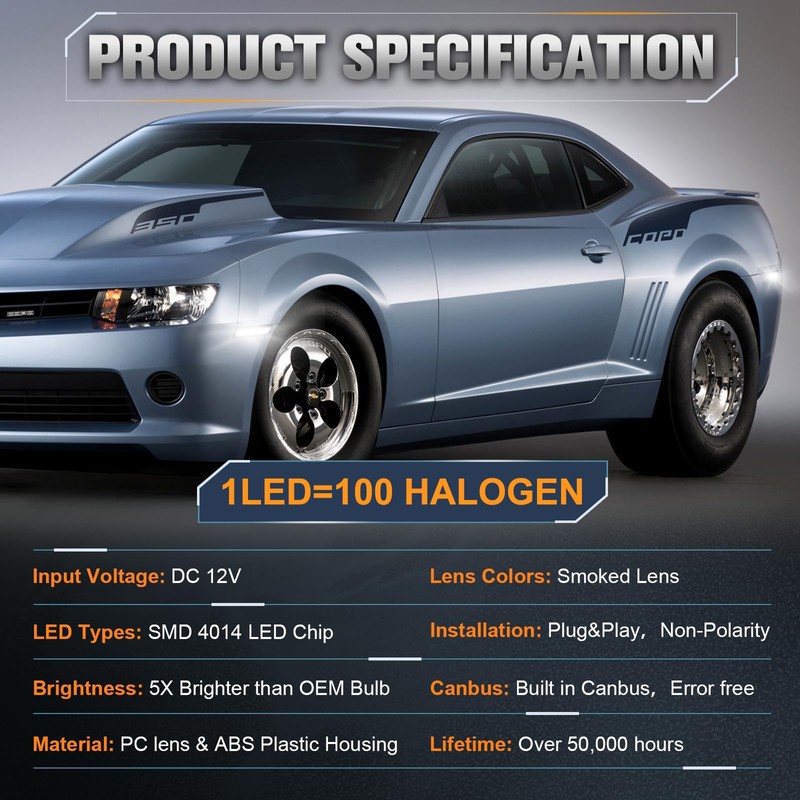 POPMOTORZ White LED Side Marker Lights Assembly Compatible With Chevy