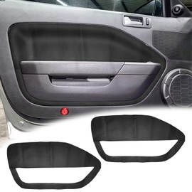 VKGUG 2PCS Door Panel Cover Compatible with Ford Mustang 2005-2009 Vinyl Leather Insert Cards Protector Trim Black