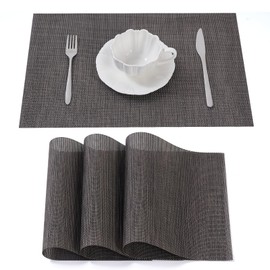 Washable Place Mats - PVC Placemats, Non-Slip and Washable - Place Mats - Table Mat, Place Mat, Table Mats for Dining Room, Kitchen and Restaurant (Black Mix, Set of 4)