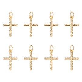 Craftdady - 8 colgantes de cruz chapados en oro de 18 quilates, colgantes de cruz religiosa, colgantes de latón y metal, mini adorno colgante de 17 x 11 mm, para manualidades, pulseras y joyas