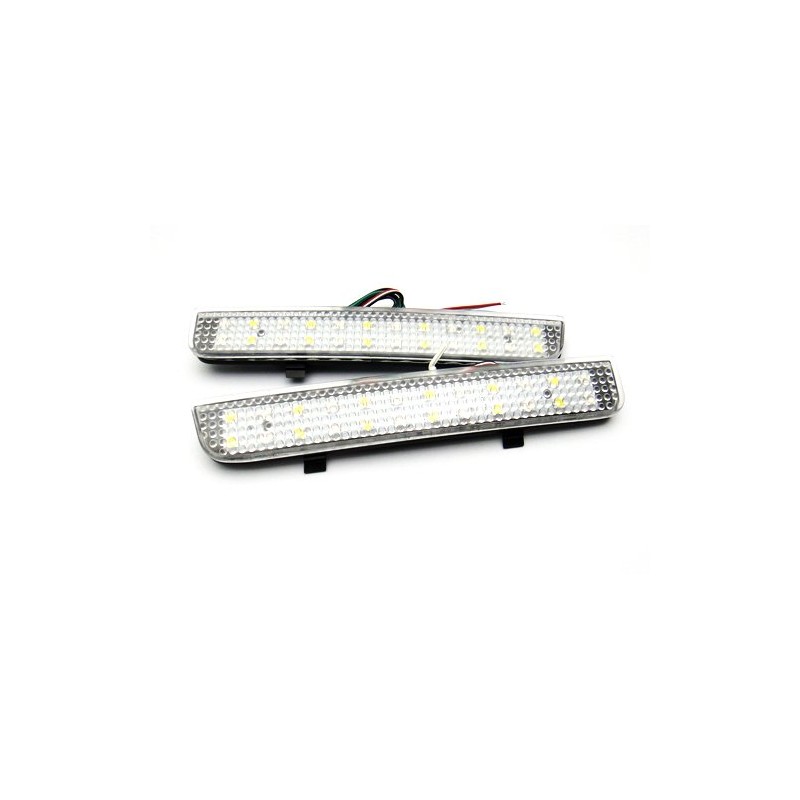 2x Clear Lens Rear Bumper Reflector LED Fog Tail Stop