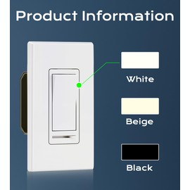 [10 Pack] Cloudy Bay 3-Way/Single Pole Dimmer Electrical Light Switch for 150W LED/CFL, 600W Incandescent/Halogen,Wall Plate Included,Pack of 10