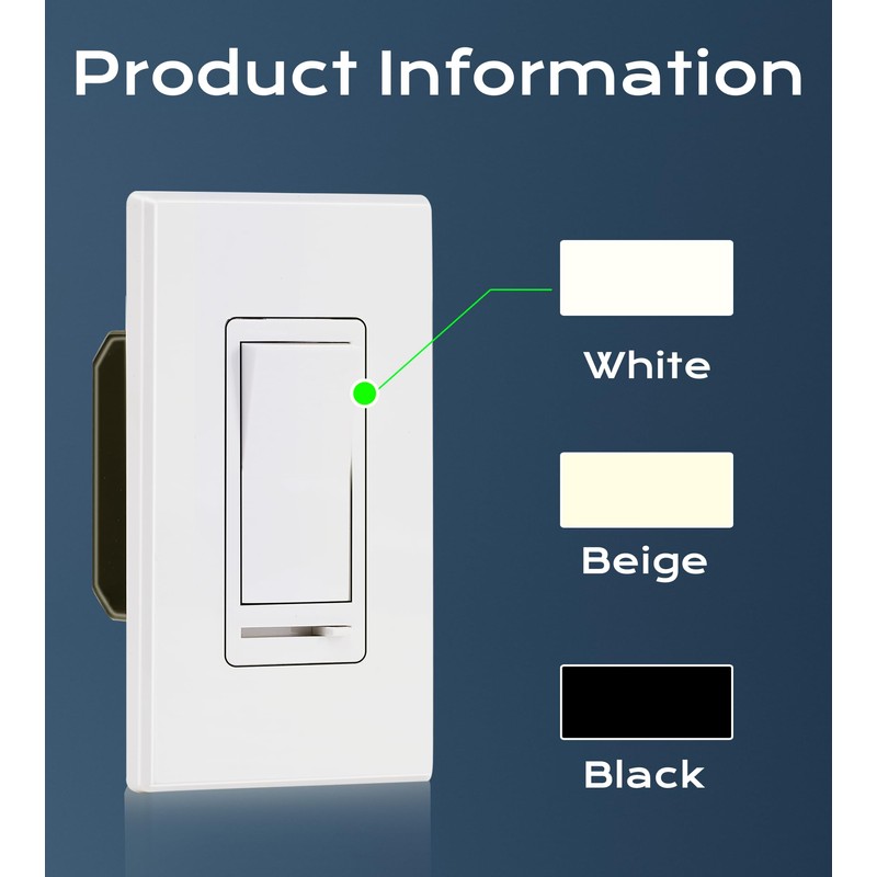 [10 Pack] Cloudy Bay 3-Way/Single Pole Dimmer Electrical Light Switch