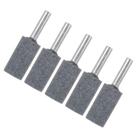 M METERXITY 5-Pack Abrasive Mounted Stone Grinding Bits, 1/4 IN(6mm) Shank Aluminum Oxide Polishing Sanding Drill Bit for Rotary Tools, 0.63IN(16mm) Dia 80 Grits Cylinder [Gray]