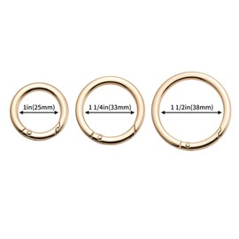 QIUTIMIY 4pcs Trigger Spring O Ring Metal Round Carabiner Clip Snap for Handbag Craft Making，Keyrings Buckle, Bags,Purses(Gold,32mm)