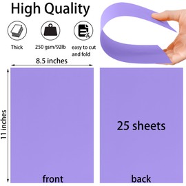 Twavang 25 Sheets Purple Cardstock Paper 8.5'' x 11'', 250gsm/92lb Thick Paper for Scrapbook, Invitations, Printing and DIY Cards