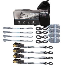 Tie Down 1 inch x 15 ft Grey Ratchet Strap, 4-Pack Kit - 1823 lbs. Breaking Load Limit