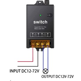 Meskliu 12V Remote Control Switch,DC 12V/24V/48V/72V/40A Relay,984FT Long Range Wireless RF ON/Off Switch for Anti-Theft Alarms,Lighting,Golf,Motor