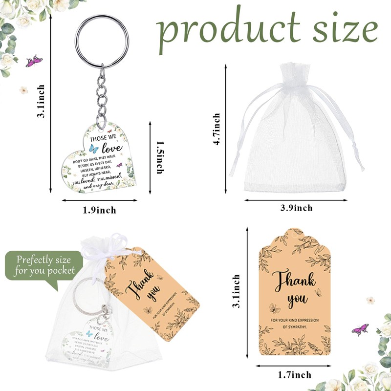 60 Set Funeral Keychains for Guests Memorial Favors, Heart