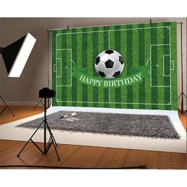 CSFOTO 5x3ft Soccer Backdrop for Birthday Party Sports Birthday Decorations for Boys Soccer Field Backdrop Soccer Decorations for Party Happy Birthday Football Backdrop color40