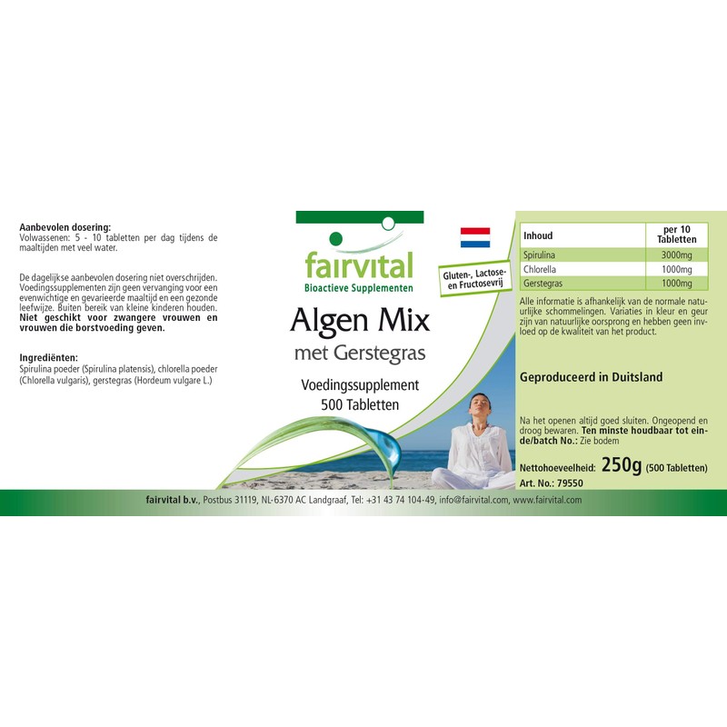 Fairvital Algae Mix with Barley Grass – Vegan – 500