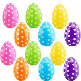 12 Pack 16 Inch Inflatable Easter Eggs Large Colorful Easter Egg Inflatables Blow up Jumbo Easter Eggs for Easter Yard Garden Party Favors, 6 Colors