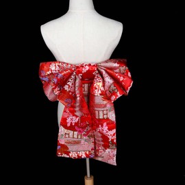 CAMDOM Womens Japanese Kimono Obi Belt Pre Tied Bow Jacquard Long Tailed Belt Sash Yukata Robe Accessories