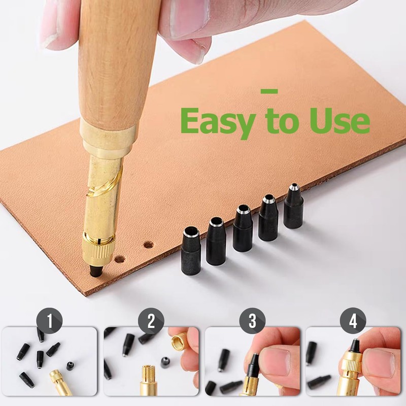 Bestgle Adjustable Screw Hole Punch Bookbinding Tool, Automatic Leather Hole