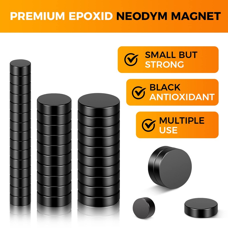 Wukong Black Small Magnets, 5x3mm | 100 Pack Round Strong