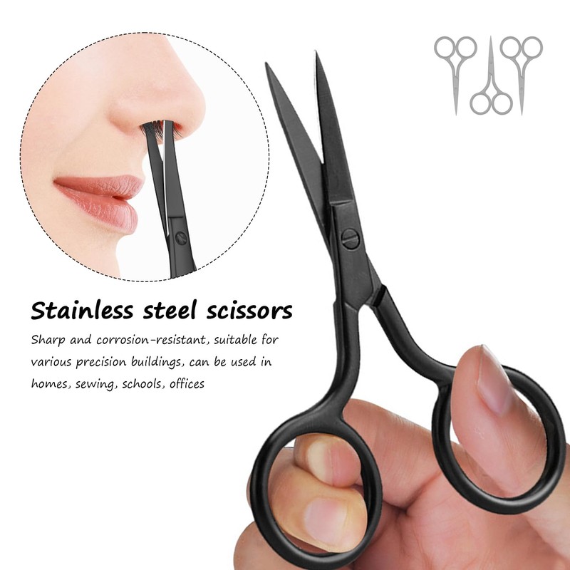 3 Pieces Black Pointed Scissors, Stainless Steel Scissors, Beauty Tools,
