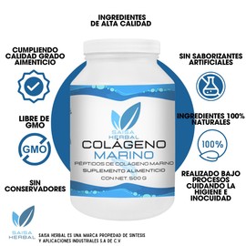 Colágeno Marino Péptidos De 500 G 100% Puro. Saisa Herbal