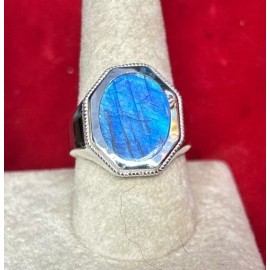 Natural Creations mens sterling silver ring Size 10 Labradorite
