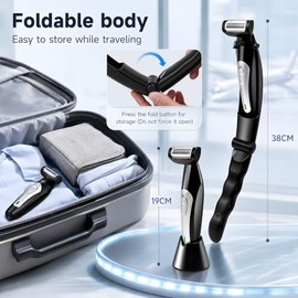 Mens Back Shaver with Long Handle, Multifunctional Cordless Back Shavers for Men with Detachable Handle and 3 Replacement Back Blade, Trimmer for Men with Back Attachment for Chest Shoulder andBack