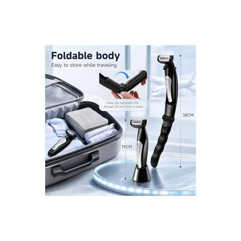 Mens Back Shaver with Long Handle, Multifunctional Cordless Back Shavers