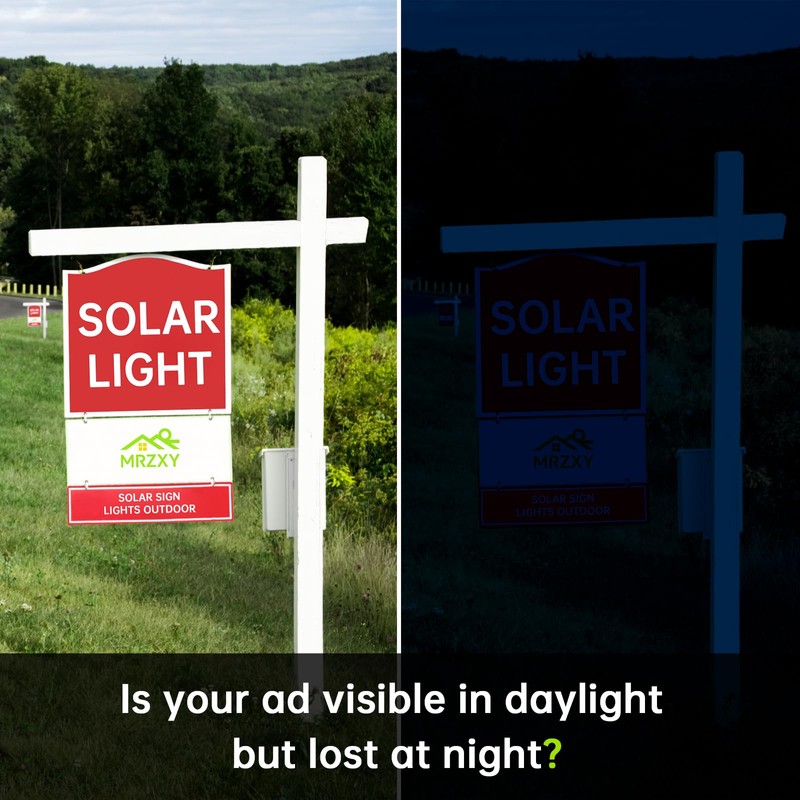Solar Sign Light Outdoor Bright LED 6000K White Dusk to