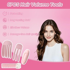 6PCS Volumizing Hair Clips, Hair Volume Clip for Fluffy Bangs, Easy High Crown Volume Tool for Women, No Crease Hair Root Lifting Clips and Natural Puffy Hairstyles, Women with Curly, Pink