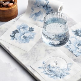 CECI New York X MY DRAP Aeryn Cotton Cocktail Napkins, Single-use or reusable (4.5" x 4.5" - 50 Units per Roll)