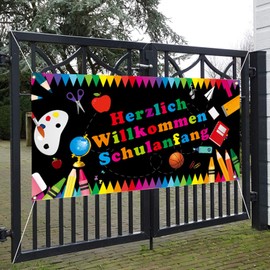 School Introduction Decoration Black, 110 x 180 cm First Day of School Child Welcome Banner, First Day of School Boy and Girl 1st Day of School Decoration 2025 (Black 1)