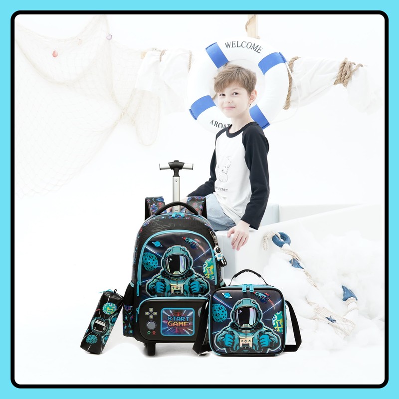 MYHSBYO Kids Rolling Backpack with Wheels for Elementary Preschool Students