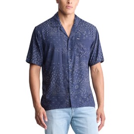 Buffalo David Bitton Men's Short Sleeve Button Down, Midnight Blue Print