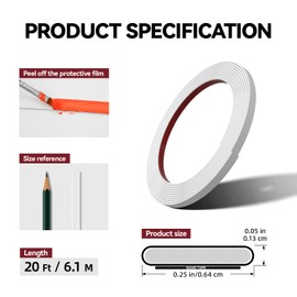 JSIWOTH 0.25in x 20Ft Peel and Stick Wall Molding Trim, Flexible Trim
