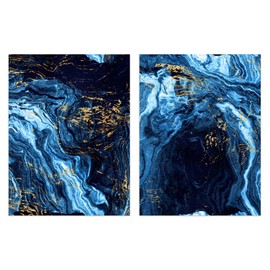 Artery8 Abstract Dark Blue & Gold Marble Set Of 2 Unframed Wall Art Prints Living Room Aesthetic Vein Mineral A4