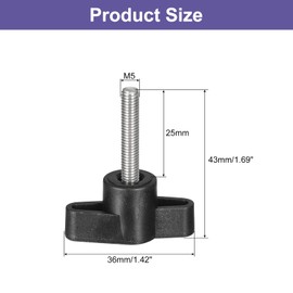 QUARKZMAN Pack of 2 Clamping Screw Knobs, M5 x 25 mm 304 Stainless Steel T-shaped Thumb Screws Handle for Quick Replacement of Hand Tightening Knob