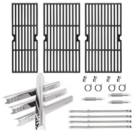 Hiorucet Grill Parts for Charbroil Performance 4 Burner 463342119 463347519 463335517 463342118 463347017, Cast Iron Grill Grates Heat Plates Burners Crossover Tube Igniters for Char Broil Grill Parts