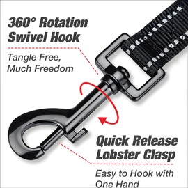 Dog Lead, Heavy Duty Dog Leash,1.5M X2.5CM Reflective Nylon Lead with Padded Handle, Dog Leash with D-Ring and Anti-Entanglement 360° Rotating Hook for Small Medium and Large Dogs (Blue, 1.8 Meter)