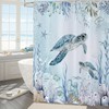 Caheansi Sea Turtle Shower Curtain, Teal Blue Ocean Beach Coastal