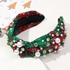 Christmas Headband for Women,White Pearl Rhinestone Crystal Beaded Knotted Headband
