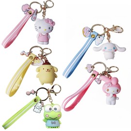 5PCS Ani/me Cartoon Keychain Set Keyring,Cute Kaw/aii Popularity Fashion Figure Toys,Cartoon An/ime Stitch Keychain,Ani/me Key Rings,Cute 3D Keychain,Fashion Figure Toys for Girls,Fun&Cute Accessories