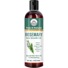 Rosemary Hair Growth Oil - 4 floz/118ml - Hair Oil For Hair Fall Control and Nourishment - Made with Castor, Jojoba, Grape seed, Almond, Amla and Bhringraj Oil