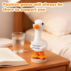 Positive Emotional Positive Support Goose, Positive Crochet Animals, Stocking Stuffers for Family, White Elephant Gifts for Women, Thanksgiving Gifts for Coworkers