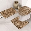 Jbofyee Leopard Print 3 Piece Bathroom Rugs Set, Bath Mat