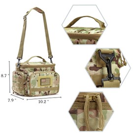 MOV COMPRA Tactical Lunch Bag for Men, Insulated Lunch Box Leakproof for Men Large Capacity with MOLLE Water Bottle Pouch Lunchbox for Adults for Work, Picnic（Camouflage Green）