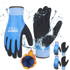 HANDLANDY Waterproof Work Gloves for Cold Weather 2 Pairs, Insulated Winter Work Gloves with Grip for Men Women, Freezer Gloves for Work Below Zero (XL, Blue-black)