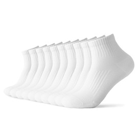 FESIMNUCV Ankle Compression Socks for Men and Women, Low Cut Running Socks with Ankle Support (US, Numeric, 6, 11.5, Regular, Regular, White (5 Pairs))