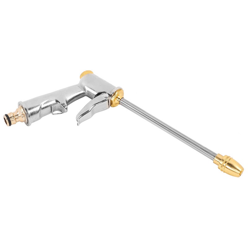 High Pressure Water Spray Gun Long Hose Brass Nozzle Adjustable
